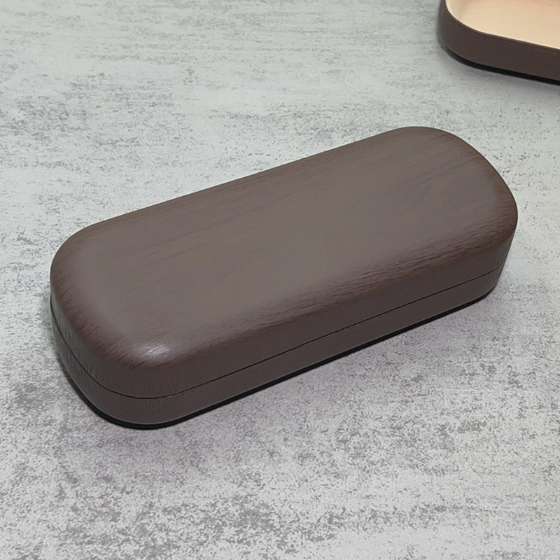 Glasses Box Japanese Literary Retro Wood Grain Round Iron Box Anti-Pressure And Anti-Fall Box Student Myopia Portable Glasses Storage Box