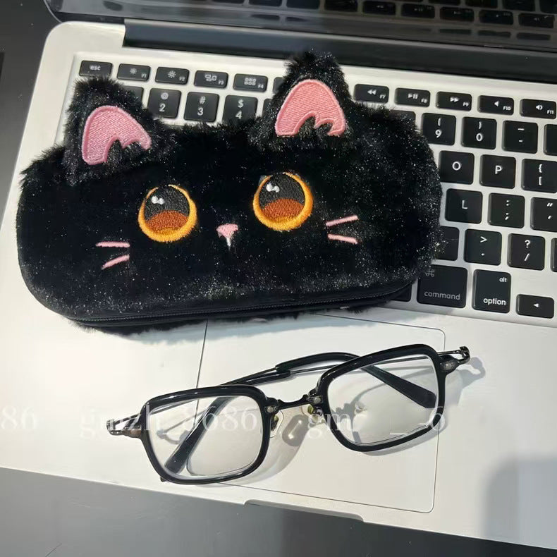 Black Cat Glasses Case, High-Looking And High-End Plush Glasses Case, Iron Cartoon Glasses Case